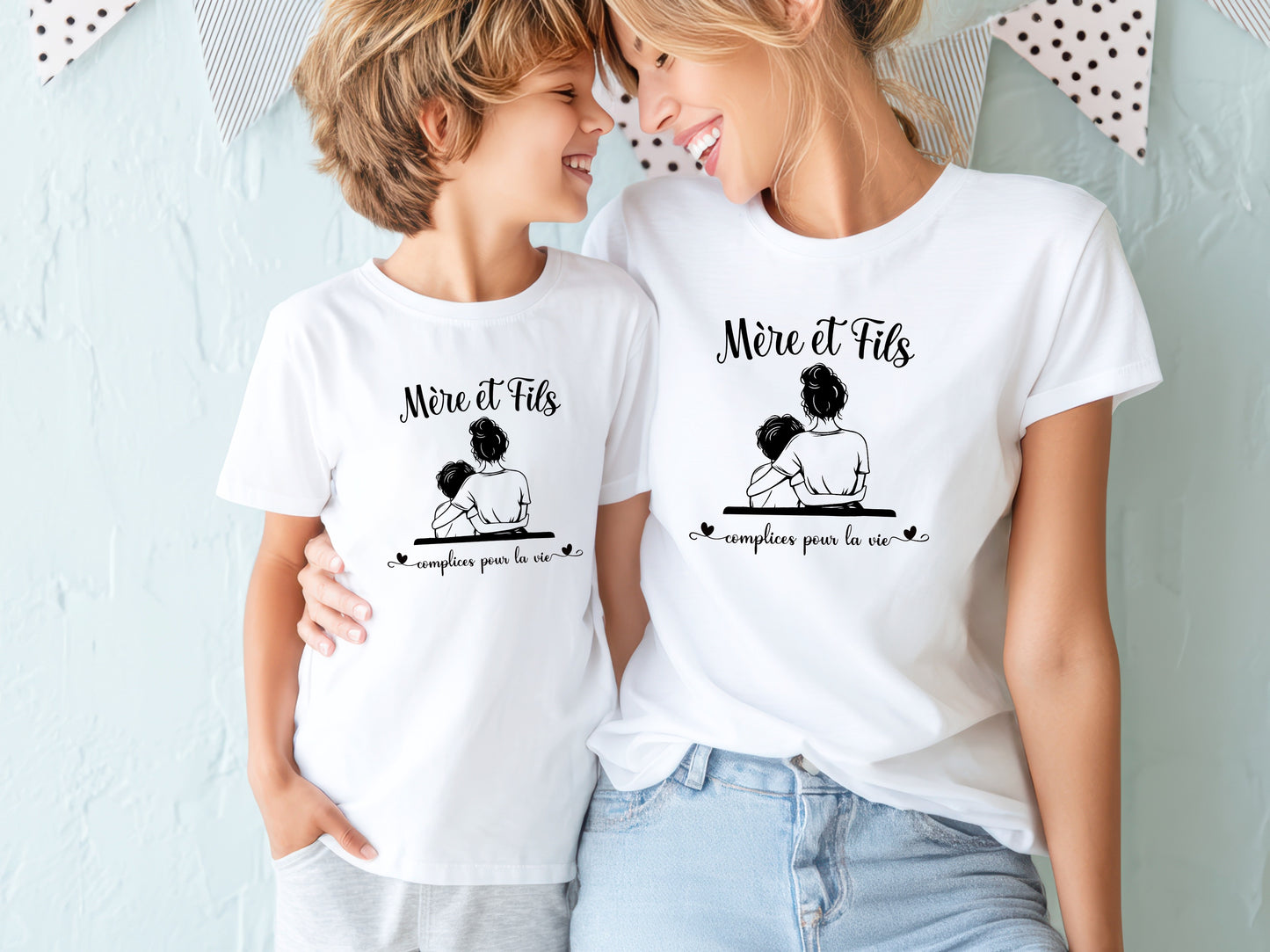 Duo t-shirts mère et fils Complices pour la vie – T-shirts assortis maman garçon – Cadeau fête des mères – Look matchy