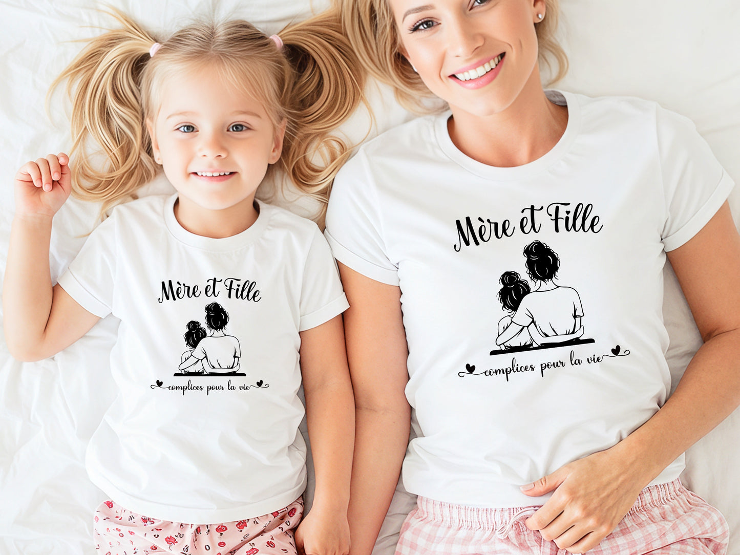 Duo t-shirts mère et fille Complices pour la vie – T-shirts assortis maman fille – Cadeau fête des mères – Look matchy