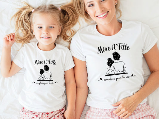 Duo t-shirts mère et fille Complices pour la vie – T-shirts assortis maman fille – Cadeau fête des mères – Look matchy