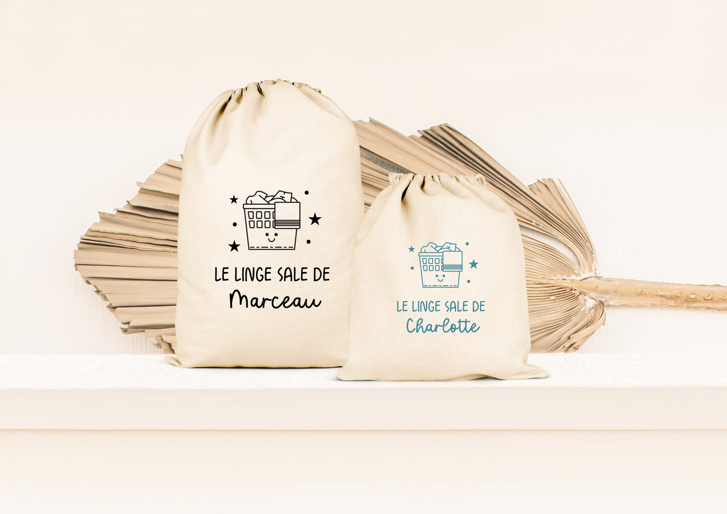 Pochon linge sale personnalisé enfant – Prénom – Sac vêtements sales – Crèche maternelle – Voyage école