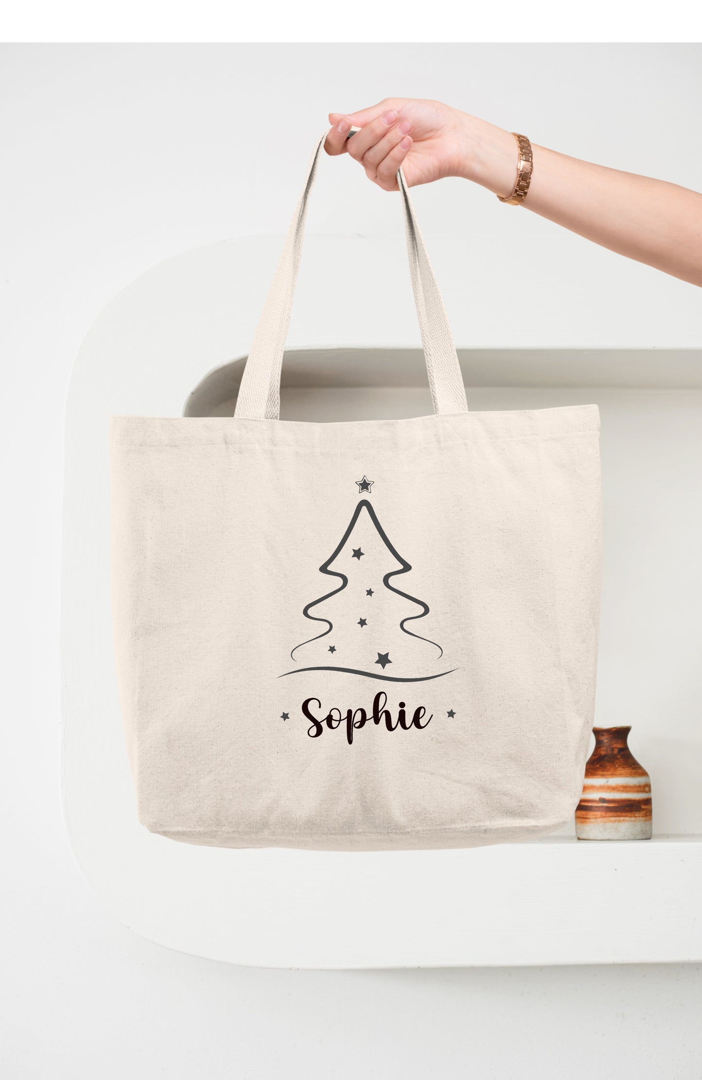 Sac Noël personnalisé, Cabas Personnalisé en coton, Sac cadeau , Sac fourre-tout, Sac prénom