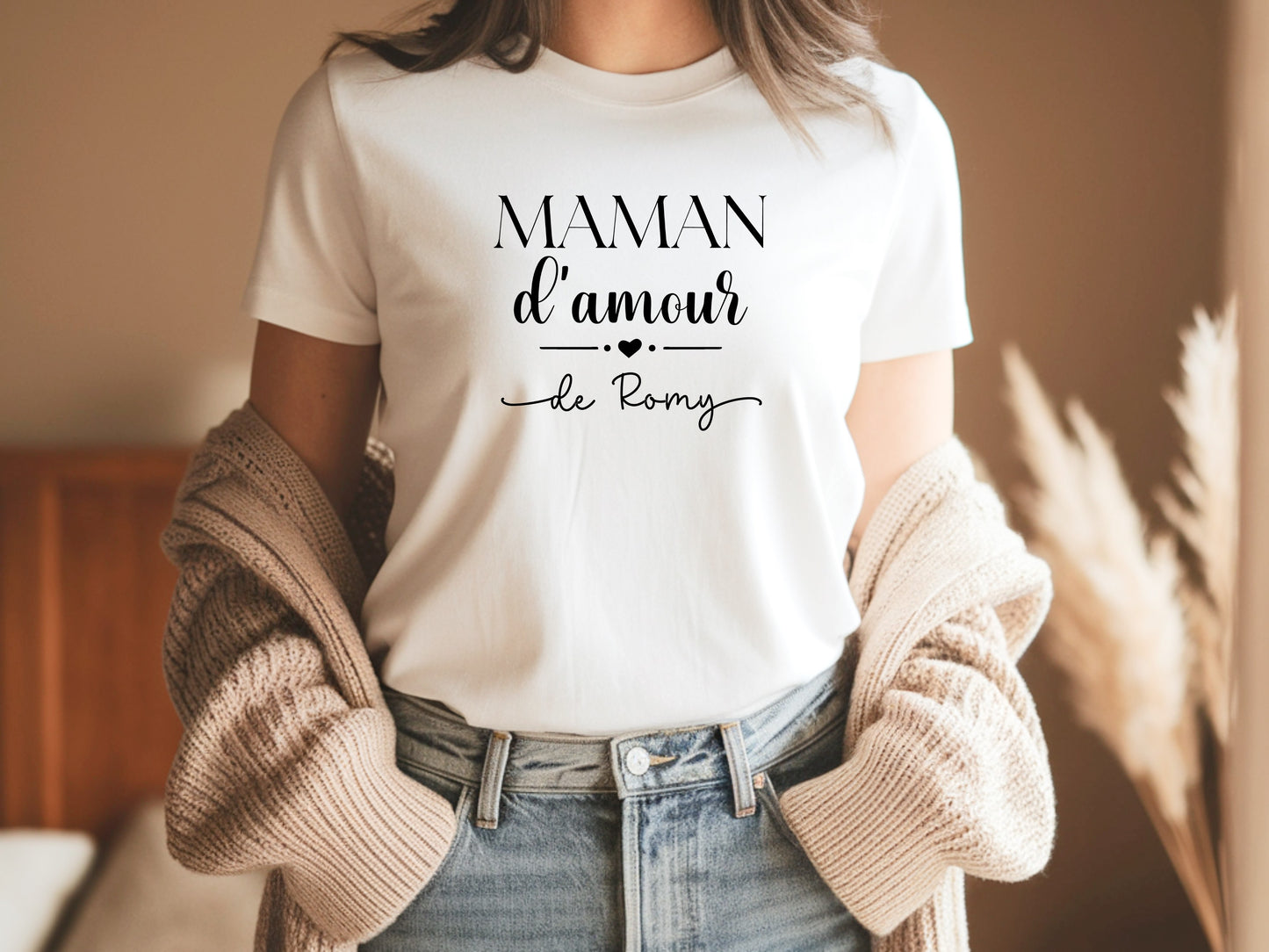 T-shirt Maman d’amour personnalisé – Prénom(s) – Cadeau maman – Fête des mères – T-shirt femme – Anniversaire