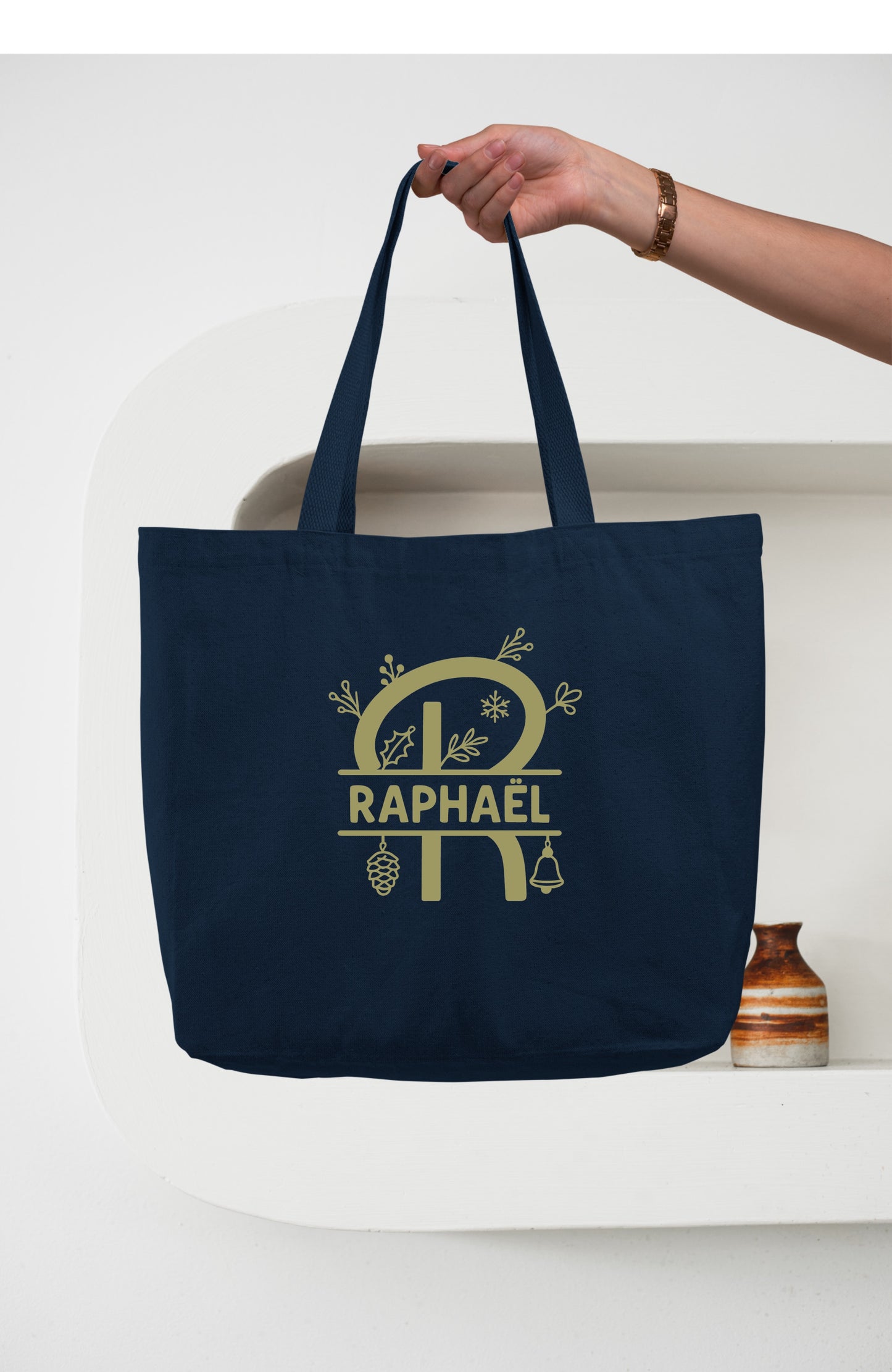 Sac Noël personnalisé, Cabas Personnalisé en coton, Sac cadeau , Sac fourre-tout, Sac prénom