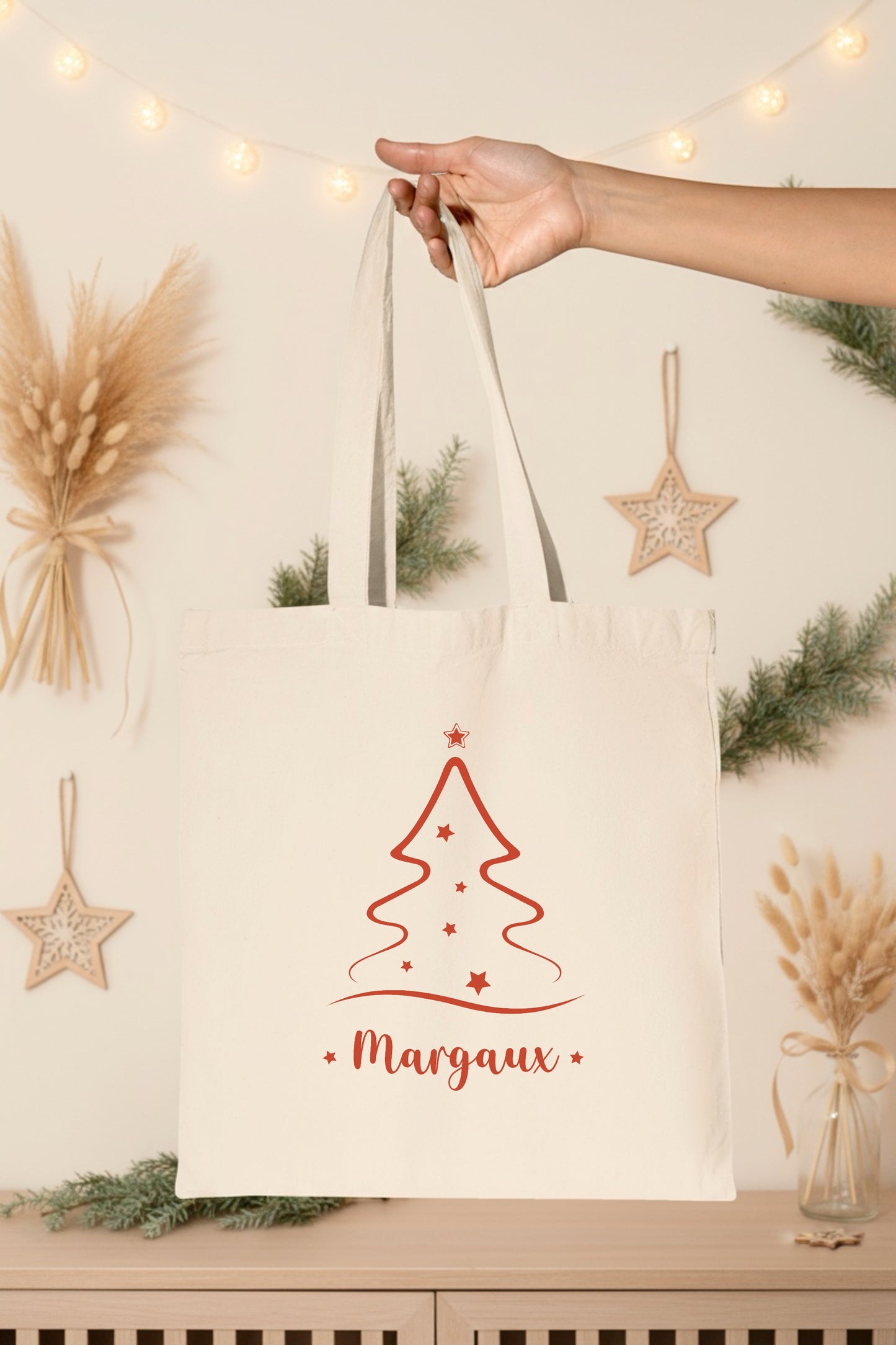 Tote Bag Noël personnalisé, Tote bag prénom, Cadeau noël