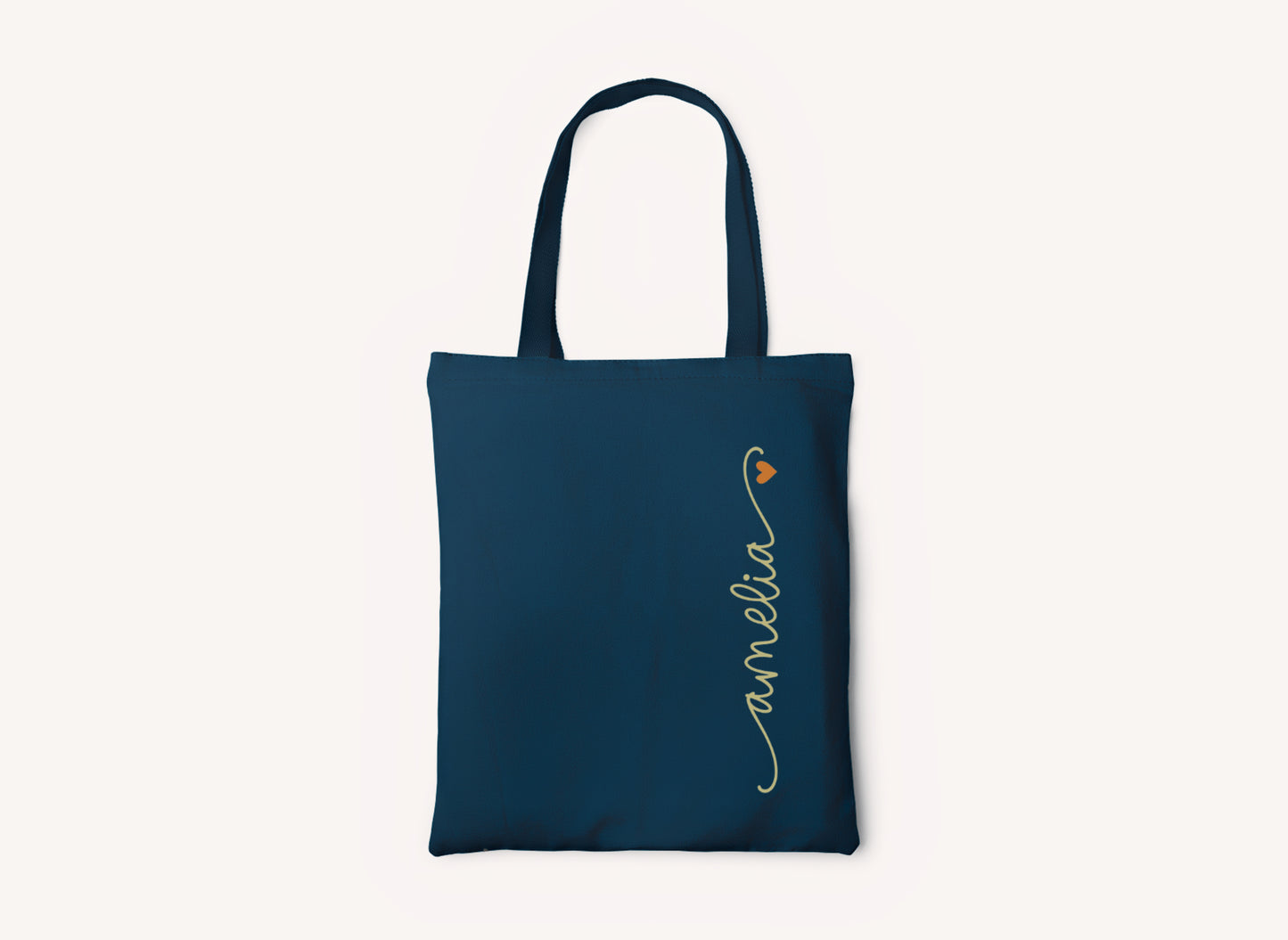 Tote bag personnalisé prénom avec petit cœur – Sac en coton – Cadeau personnalisé – Tote bag personnalisable, Sac en tissu personnalisé