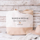 Grand sac XL mariage personnalisé prénoms & date - « Deux oui pour un nom » - Cadeau mariage - Cabas personnalisé mariage