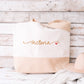 Grand sac XL coton & jute personnalisé prénom avec petit cœur – Sac shopping – Cadeau personnalisé