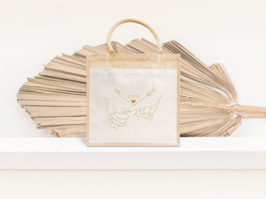 Sac Cabas Couple Personnalisé Prénoms et Date, Cadeau Couple, Sac Plage Personnalisé, Cadeau Mariage, Cadeau Saint Valentin