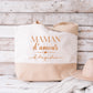 Grand sac shopping XL Maman d’amour personnalisé – Prénom(s) – Cadeau maman – Fête des mères – Sac coton & jute