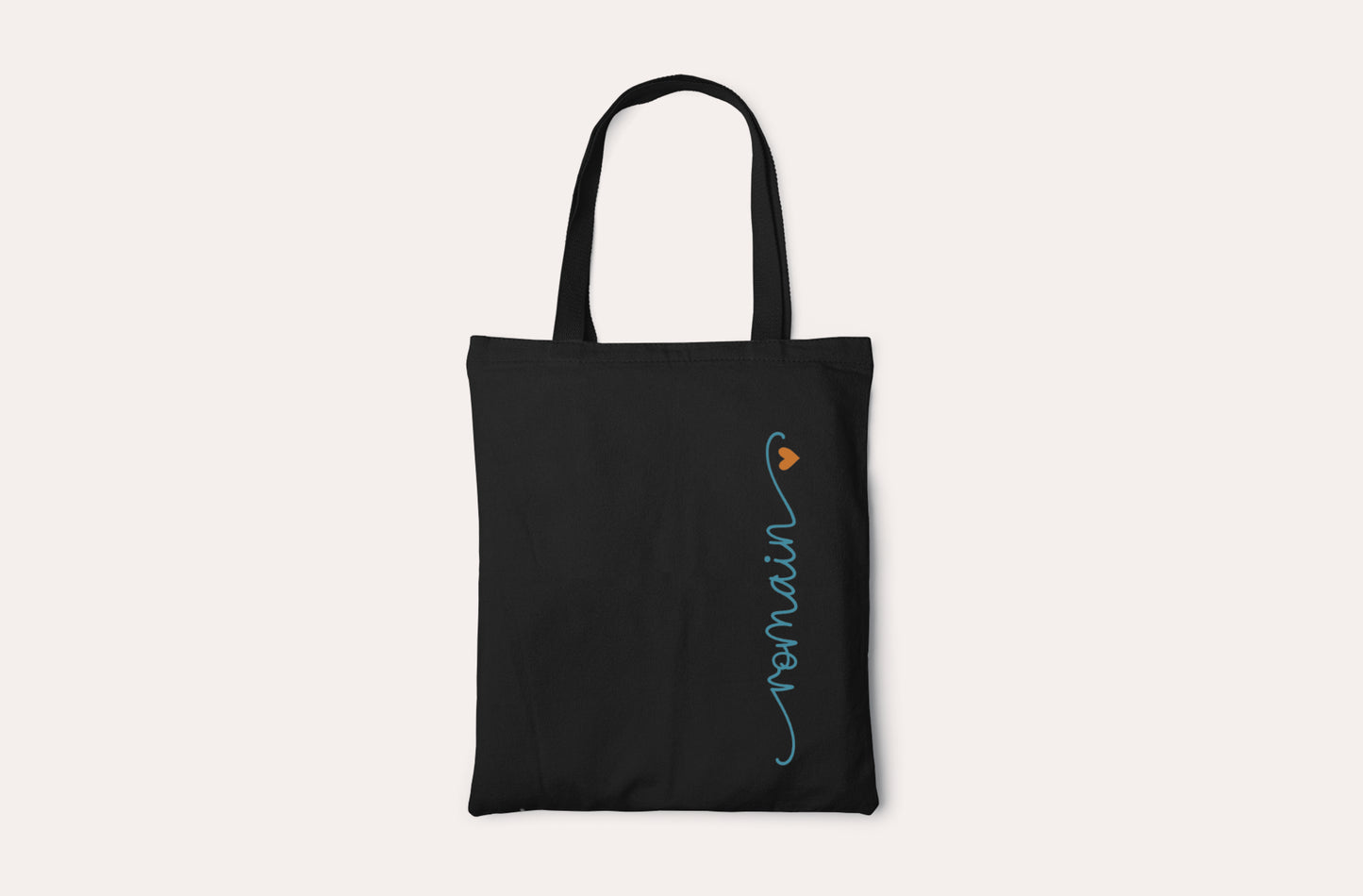 Tote bag personnalisé prénom avec petit cœur – Sac en coton – Cadeau personnalisé – Tote bag personnalisable, Sac en tissu personnalisé
