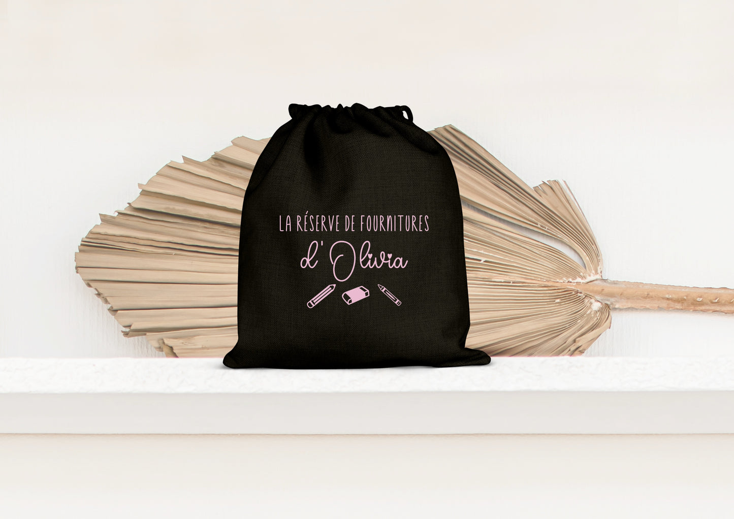 Pochon personnalisé enfant, Réserve de fournitures, Sac à cordon prénom, Cadeau rentrée scolaire, Pochette école coton