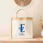 Cabas jute personnalisé initiale + prénom – Sac jute shopping – Cadeau personnalisé femme enfant – Anniversaire