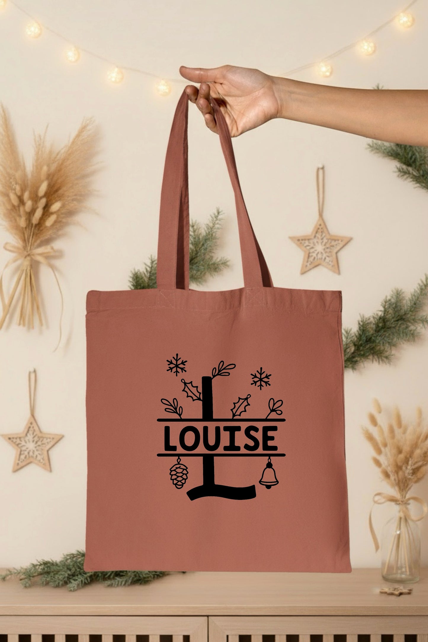 Tote Bag Noël personnalisé, Tote bag prénom, Cadeau noël