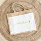 Cabas jute personnalisé prénom avec petit cœur – Sac jute – Cadeau personnalisé – Shopping plage