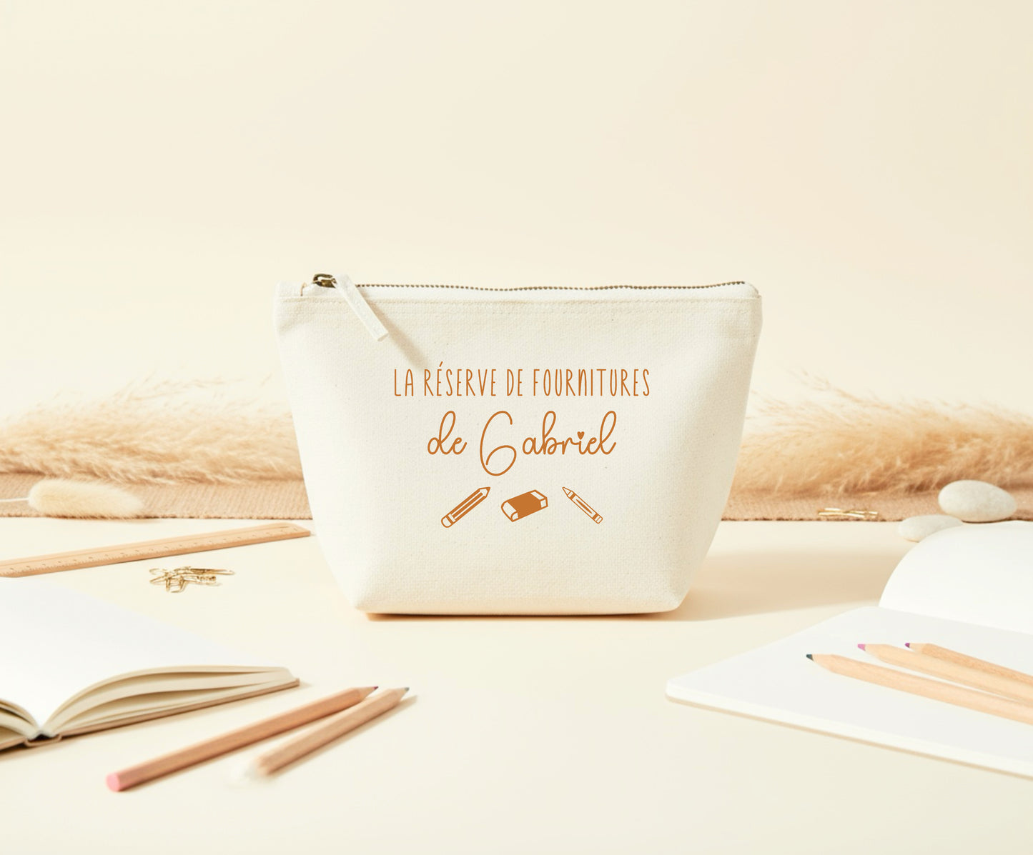 Trousse personnalisée prénom, Réserve de fournitures, Pochette école enfant, Cadeau rentrée scolaire, Trousse coton personnalisée