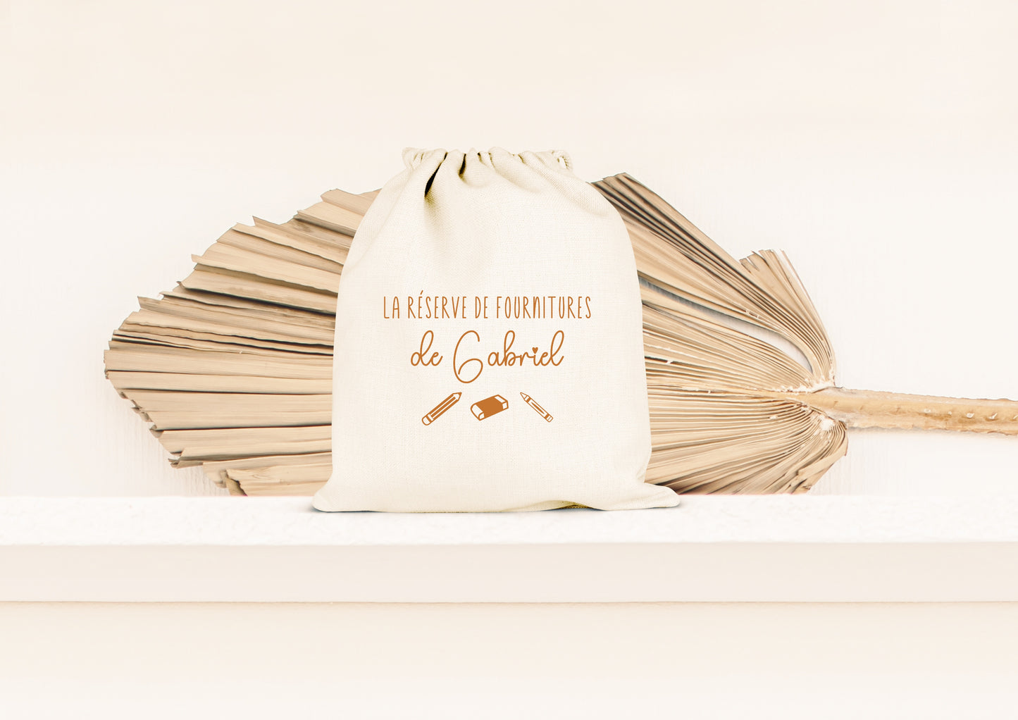 Pochon personnalisé enfant, Réserve de fournitures, Sac à cordon prénom, Cadeau rentrée scolaire, Pochette école coton