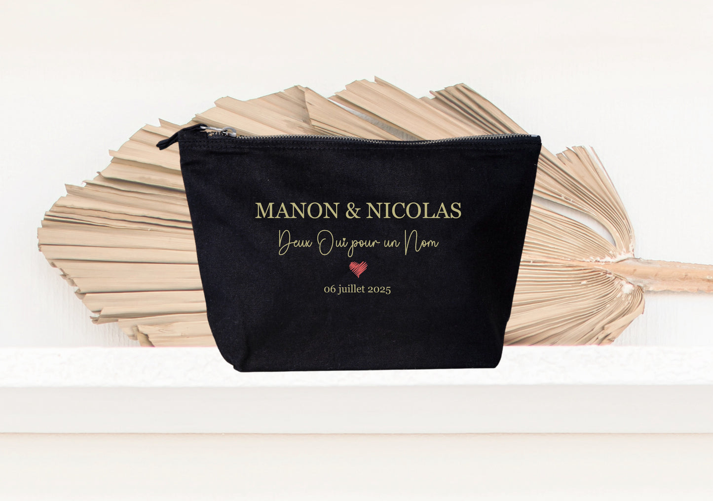 Trousse mariage personnalisée prénoms & date – "Deux oui pour un nom" – Cadeau mariage – Couple