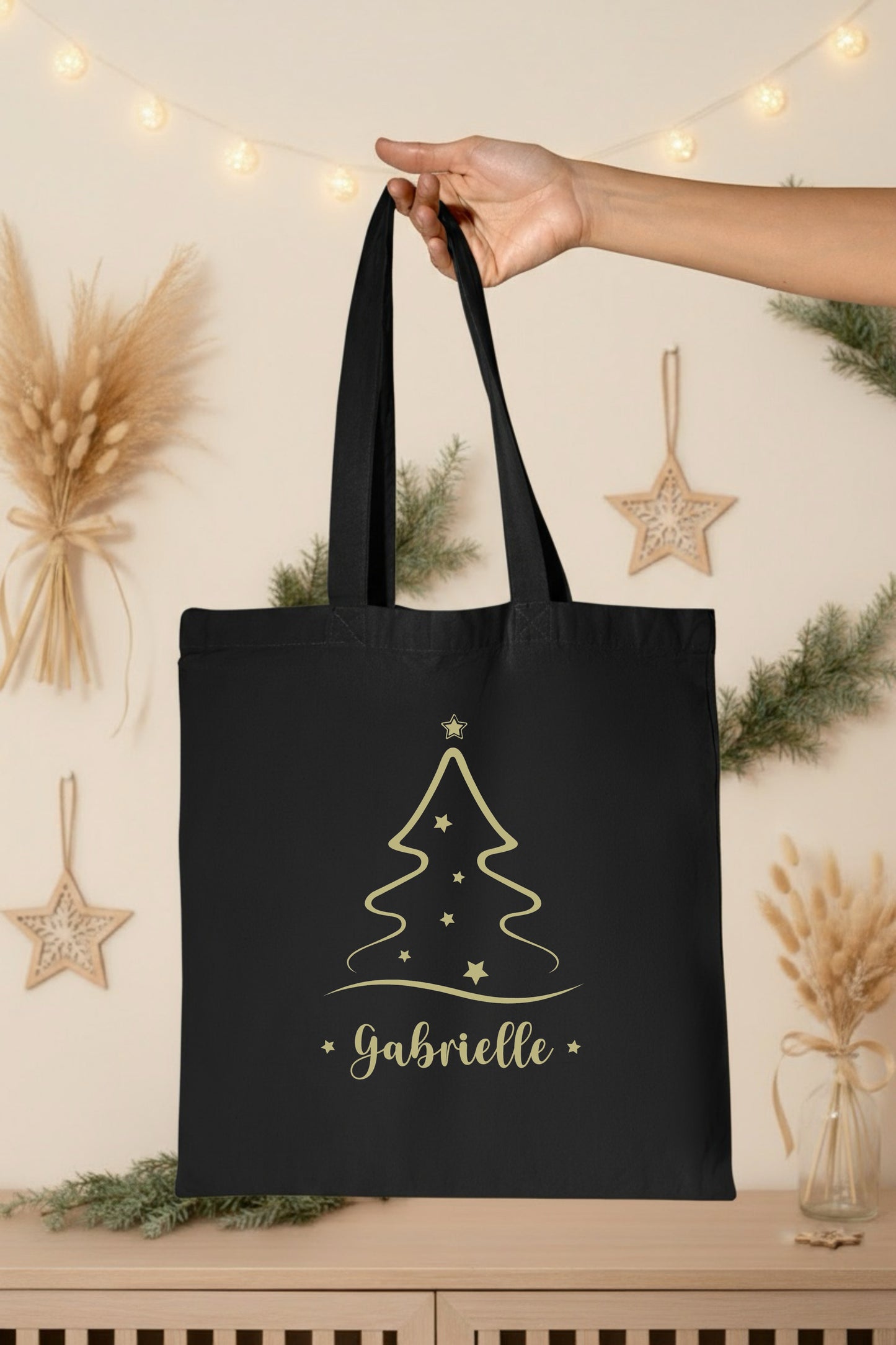 Tote Bag Noël personnalisé, Tote bag prénom, Cadeau noël