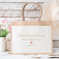 Cabas jute mariage personnalisé prénoms & date – “Deux oui pour un nom” – Cadeau mariés