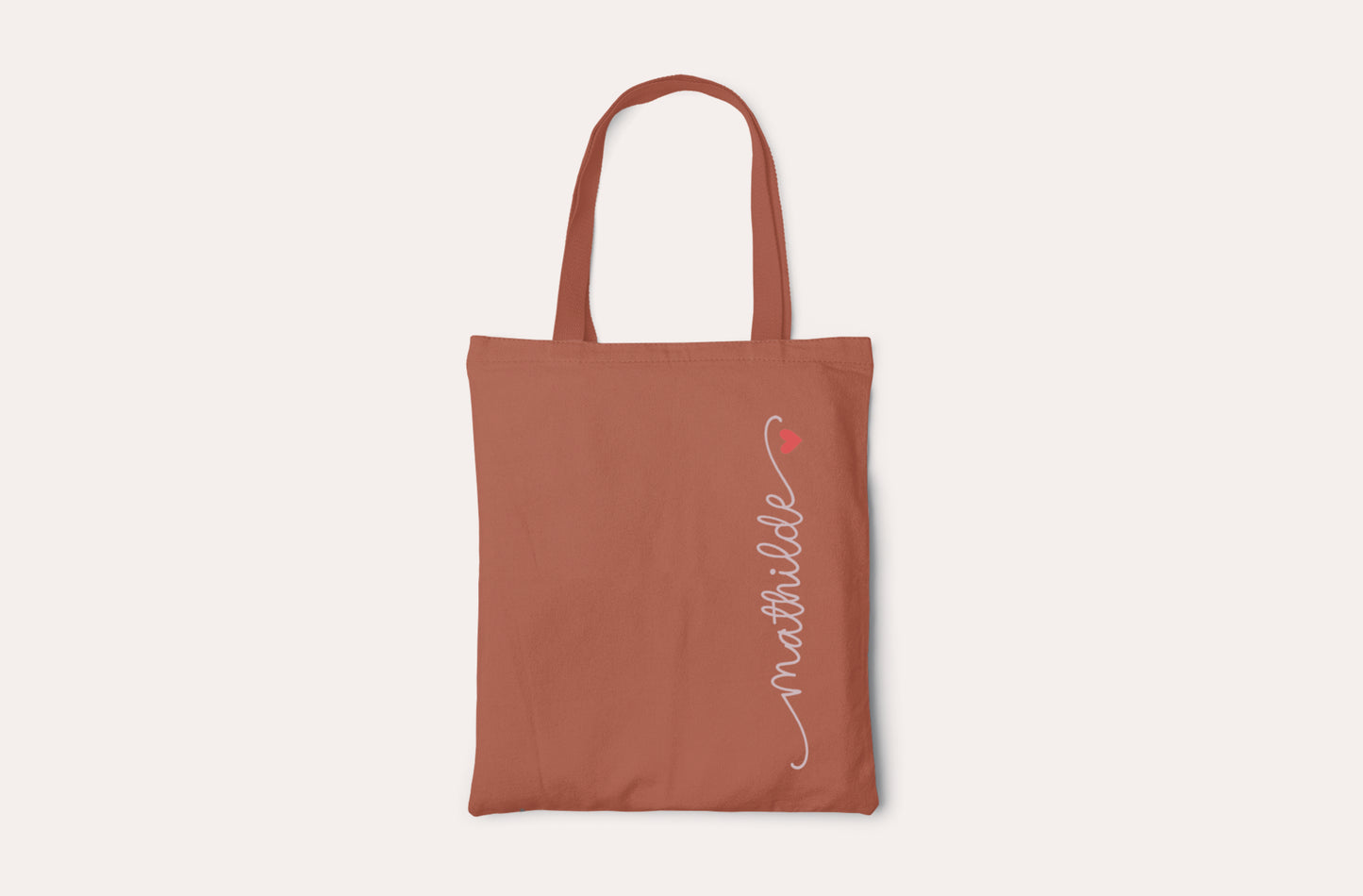 Tote bag personnalisé prénom avec petit cœur – Sac en coton – Cadeau personnalisé – Tote bag personnalisable, Sac en tissu personnalisé