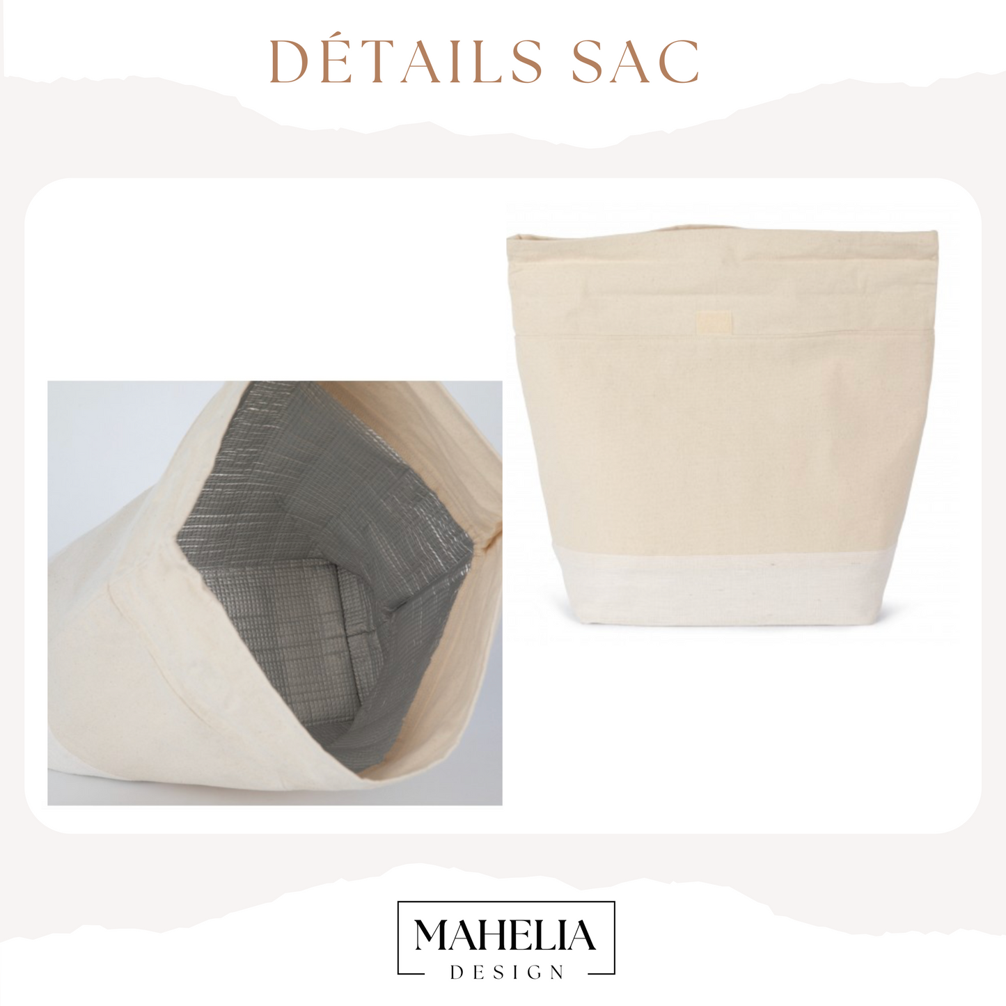 Sac isotherme avec fermeture à enroulement, sac gouter, sac repas personnalisé