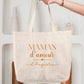 Sac cabas coton Maman d’amour personnalisé – Prénom(s) – Cadeau maman – Fête des mères – Sac shopping – Anniversaire