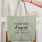 Sac cabas coton Marraine d’amour personnalisé – Prénom filleul(e) – Cadeau marraine – Baptême – Anniversaire