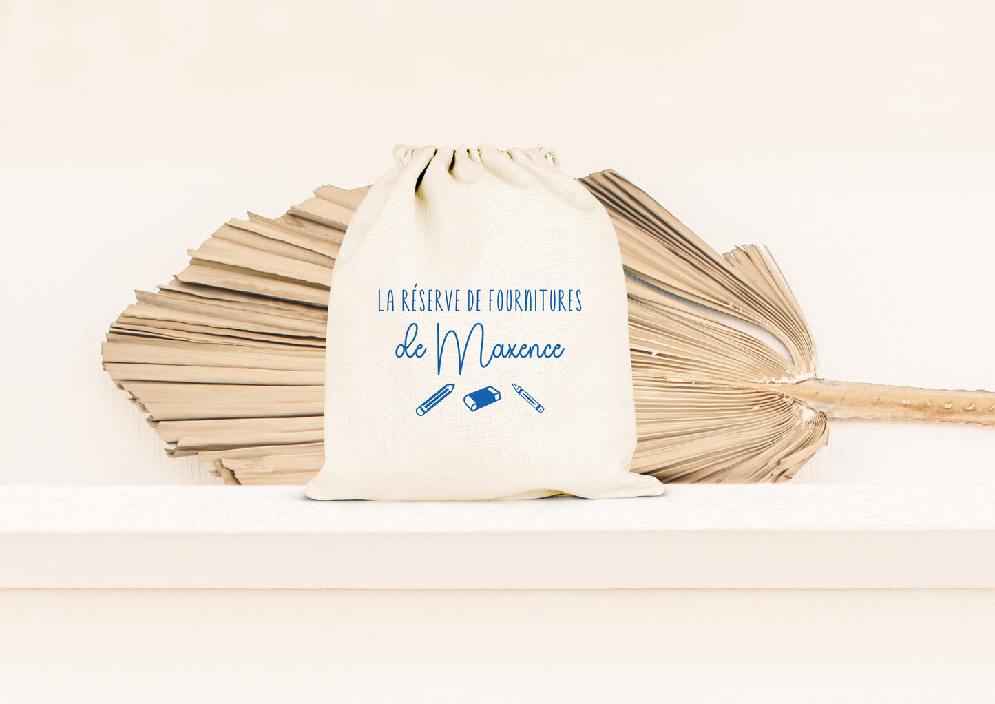 Pochon personnalisé enfant, Réserve de fournitures, Sac à cordon prénom, Cadeau rentrée scolaire, Pochette école coton