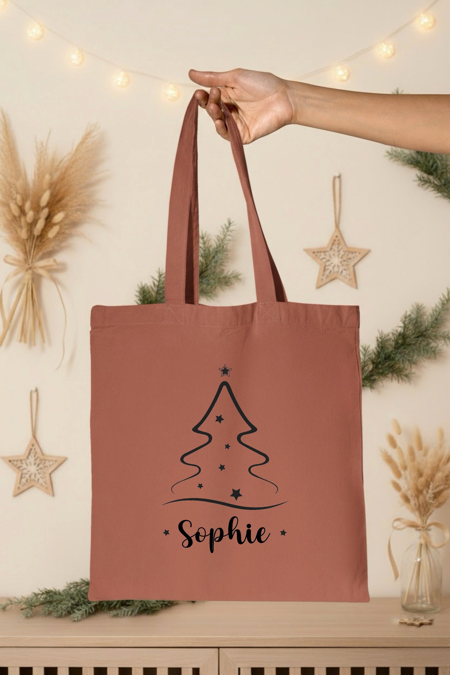 Tote Bag Noël personnalisé, Tote bag prénom, Cadeau noël