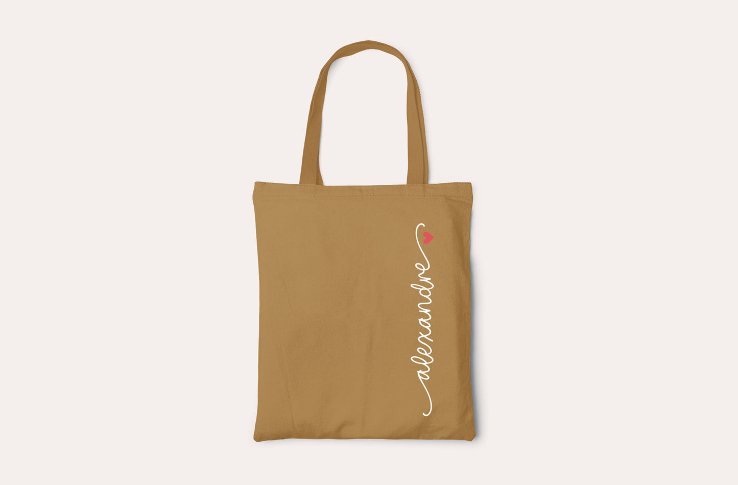 Tote bag personnalisé prénom avec petit cœur – Sac en coton – Cadeau personnalisé – Tote bag personnalisable, Sac en tissu personnalisé
