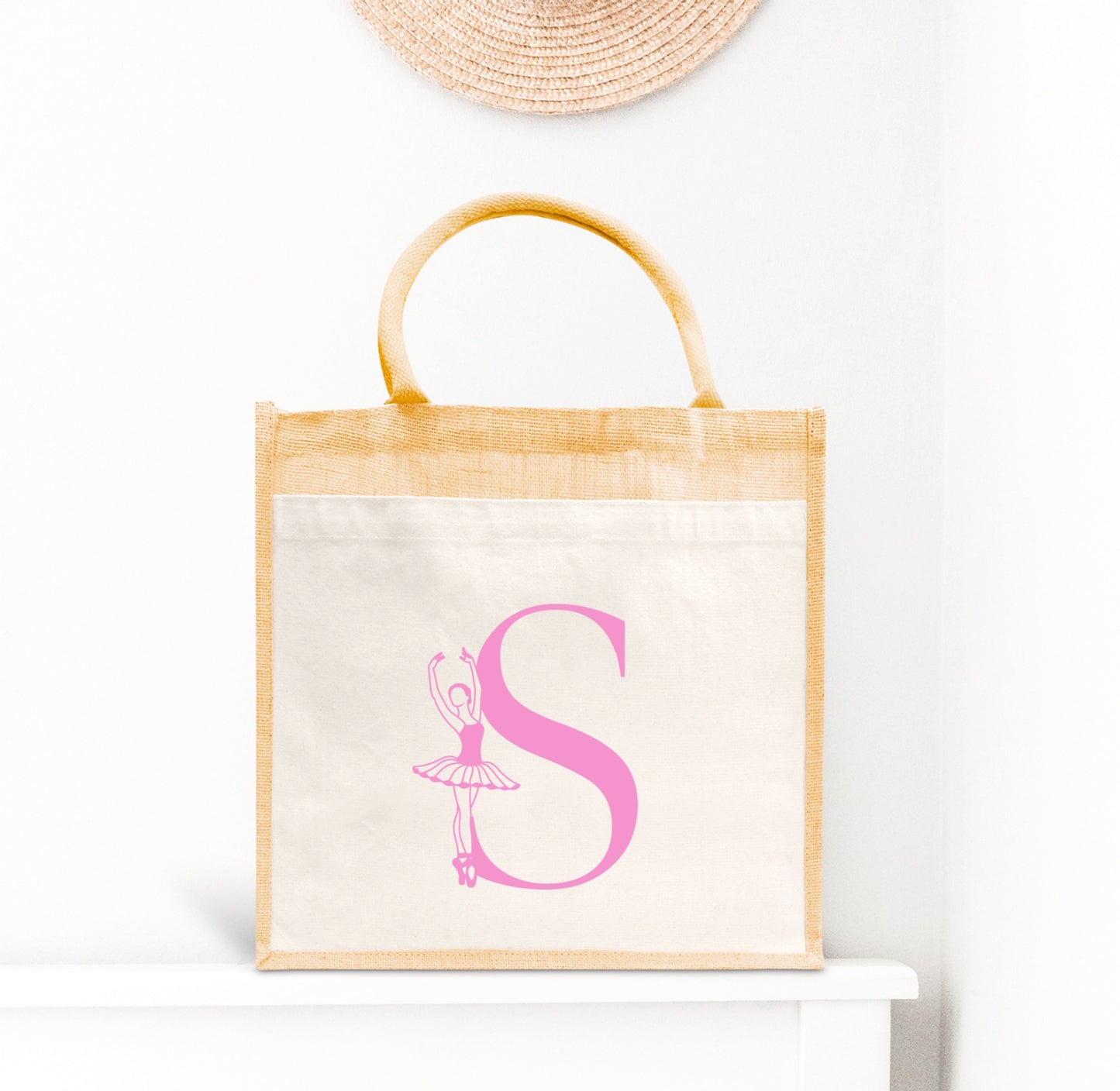 Sac enfant danse jute et coton personnalisé, Cadeau enfant prénom, Cadeau anniversaire fille, Sac enfant, Cabas enfant