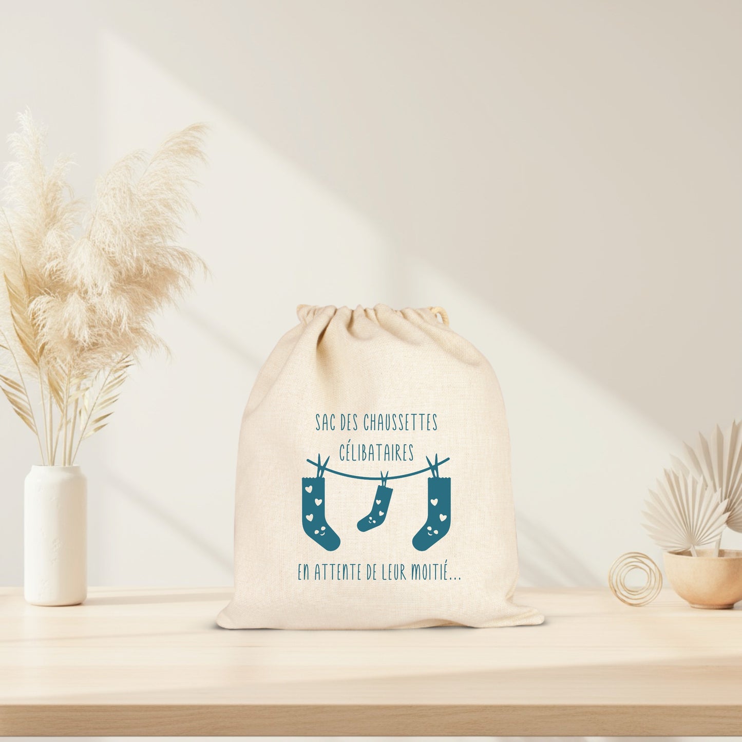 Pochon "sac des chaussettes célibataires" – Rangement chaussettes – Organisation maison – Idée cadeau humour