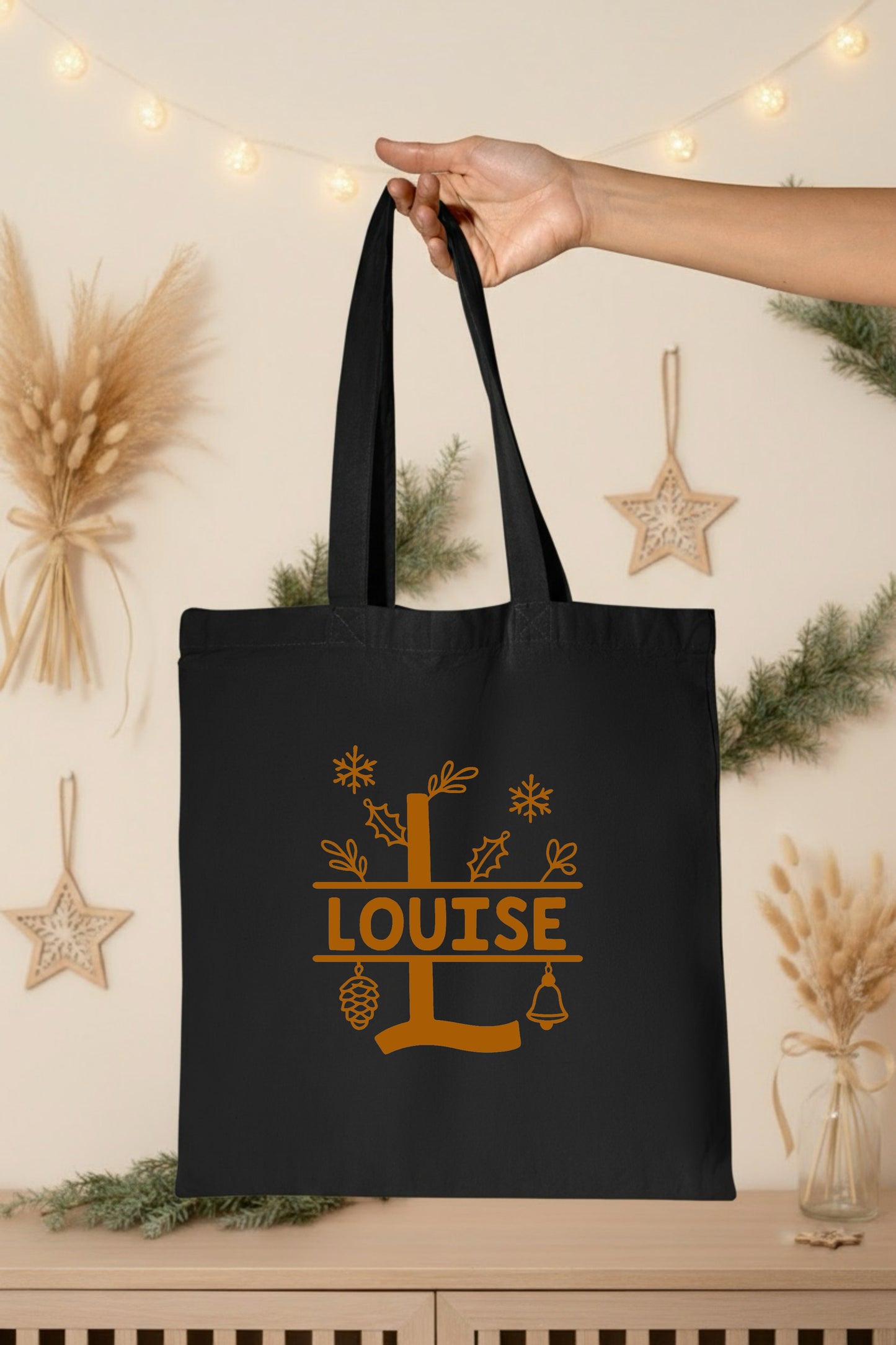 Tote Bag Noël personnalisé, Tote bag prénom, Cadeau noël
