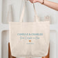 Cabas coton mariage personnalisé prénoms & date – "Deux oui pour un nom" – Cadeau mariés