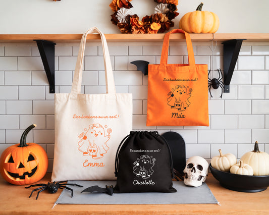 Sac Halloween Personnalisé Prénom, Sac à Bonbons Enfant, Des Bonbons ou un Sort