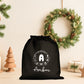 Pochon Noël Personnalisé Initiale Prénom | Hotte Père Noël Couronne Motifs Festifs | Sac Cadeau Coton Réutilisable | 5 Tailles