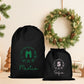 Pochon Noël Personnalisé Initiale Prénom | Hotte Père Noël Couronne Motifs Festifs | Sac Cadeau Coton Réutilisable | 5 Tailles