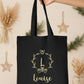 Tote Bag Noël Personnalisé Initiale Prénom | Sac Courses Couronne Monogramme Coton | Cadeau Noël Réutilisable | 7 Couleurs