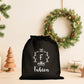 Pochon Noël Personnalisé Initiale Prénom | Hotte Père Noël Couronne Monogramme | Sac Cadeau Coton Réutilisable | 5 Tailles
