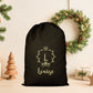 Pochon Noël Personnalisé Initiale Prénom | Hotte Père Noël Couronne Monogramme | Sac Cadeau Coton Réutilisable | 5 Tailles