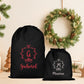 Pochon Noël Personnalisé Initiale Prénom | Hotte Père Noël Couronne Monogramme | Sac Cadeau Coton Réutilisable | 5 Tailles