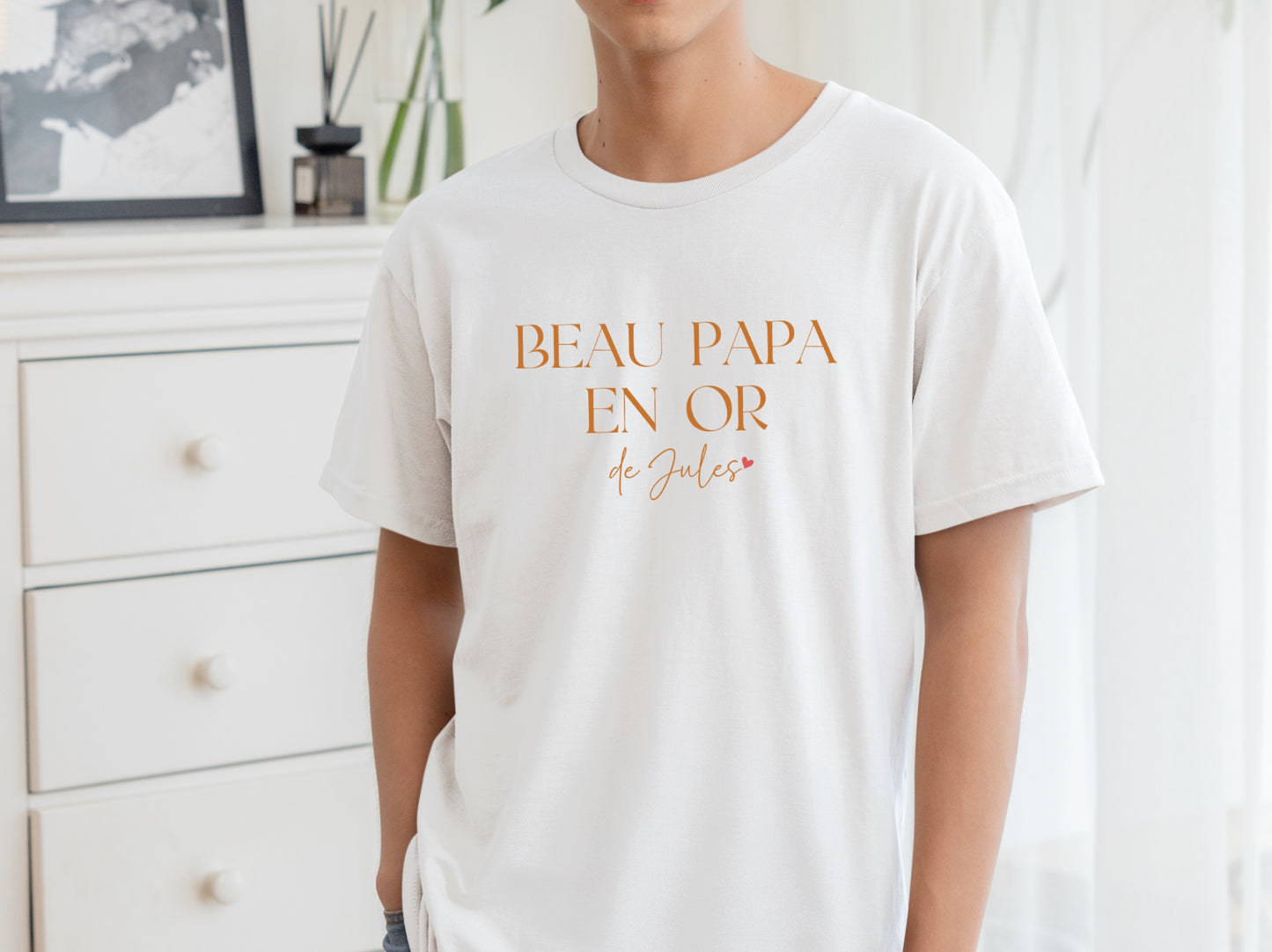 T-shirt “Beau Papa en Or” personnalisé – Cadeau papa – Fête des Pères – T-shirt homme