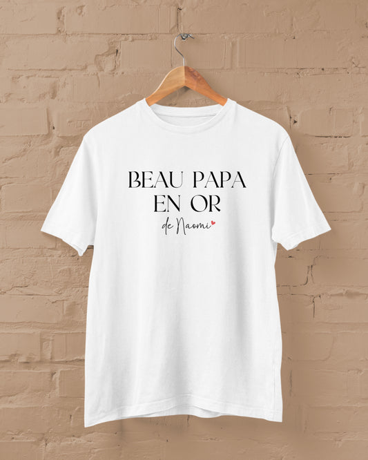 T-shirt “Beau Papa en Or” personnalisé – Cadeau papa – Fête des Pères – T-shirt homme
