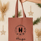 Tote Bag Noël Personnalisé Initiale Prénom | Sac Courses Couronne Motifs Festifs Coton | Cadeau Noël Réutilisable | 7 Couleurs