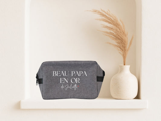 Trousse de toilette personnalisée "Beau Papa en Or" – Cadeau beau-papa – Fête des Pères