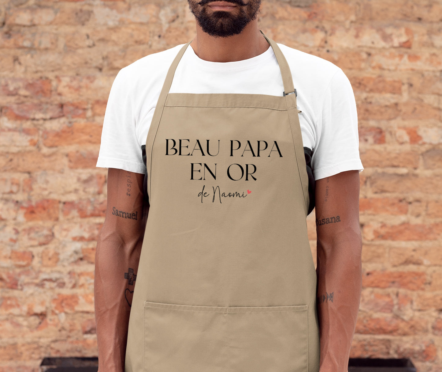 Tablier personnalisé "Beau Papa en Or" – Cadeau beau-papa – Fête des Pères – Tablier cuisine