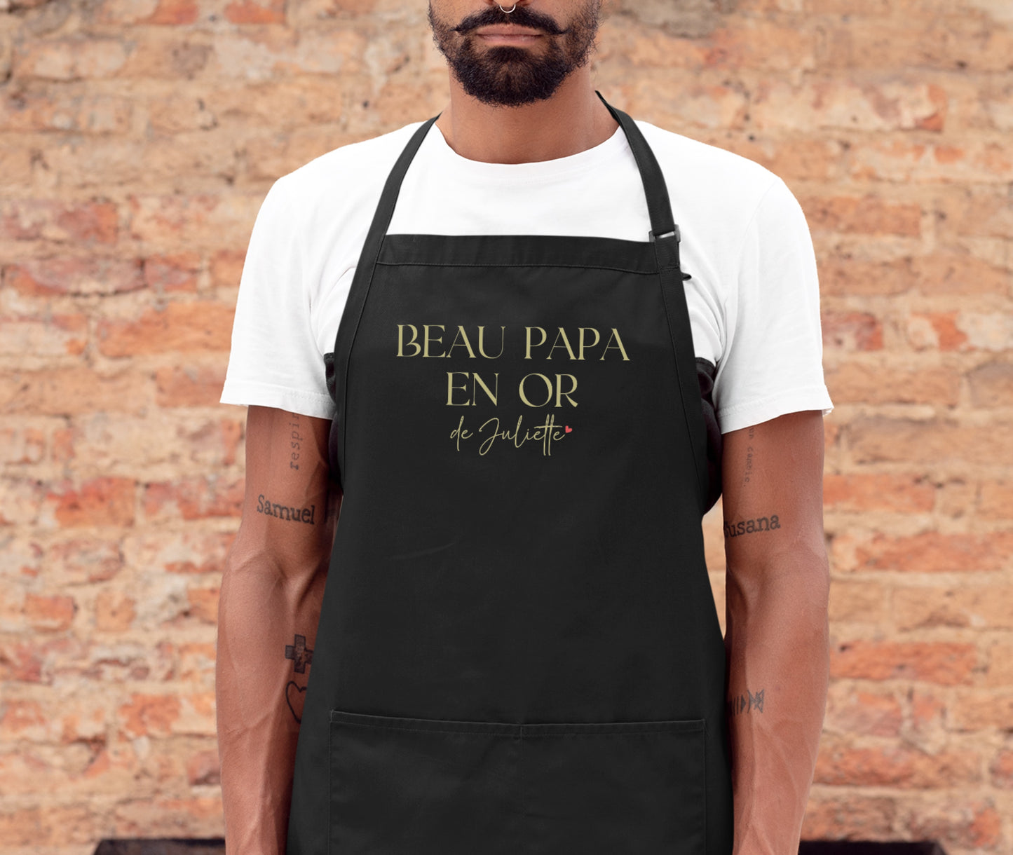 Tablier personnalisé "Beau Papa en Or" – Cadeau beau-papa – Fête des Pères – Tablier cuisine