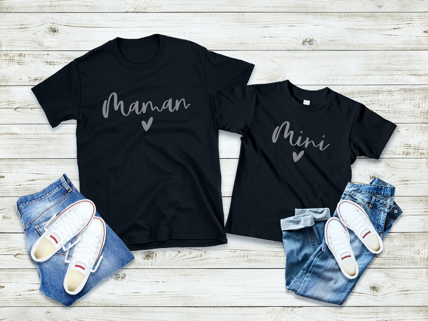 T-Shirt Maman Fille Fils Assorti, Ensemble Maman et Moi, Cadeau maman