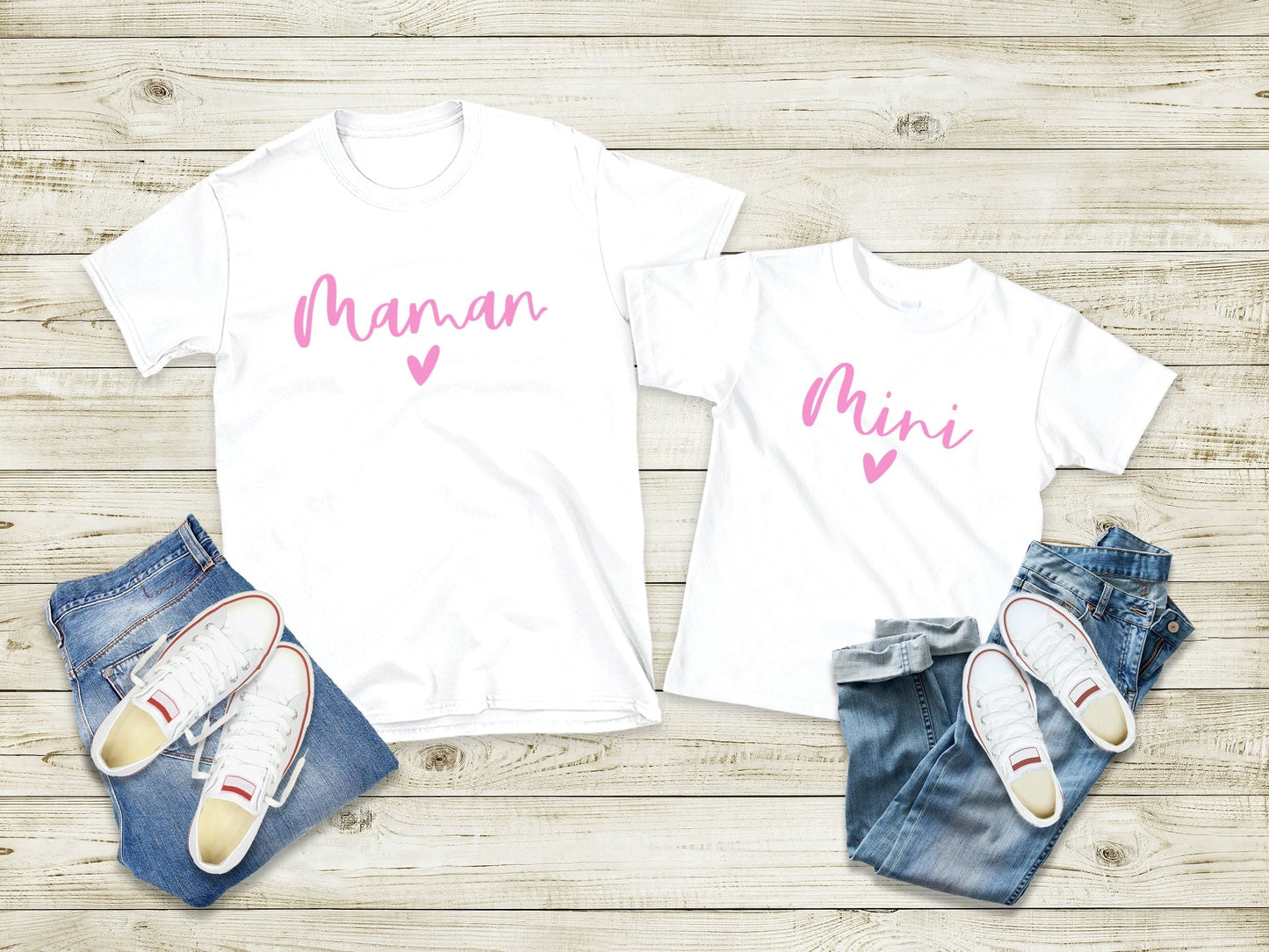 T-Shirt Maman Fille Fils Assorti, Ensemble Maman et Moi, Cadeau maman