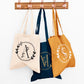 Tote Bag Femme Lettre Florale Personnalisé en coton, Sac toile Cabas, Sac fourre-tout, Tote bag graphique